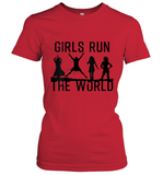 Womens Girls Run The World  International Women's Day Silhouette V Neck T Shirt Women's T-Shirt