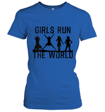 Womens Girls Run The World  International Women's Day Silhouette V Neck T Shirt Women's T-Shirt