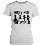 Womens Girls Run The World  International Women's Day Silhouette V Neck T Shirt Women's T-Shirt