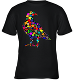 Womens Colourful Dove Bird International Dot day V Neck T Shirt Youth T-Shirt