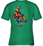 Womens Colourful Dove Bird International Dot day V Neck T Shirt Youth T-Shirt