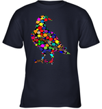 Womens Colourful Dove Bird International Dot day V Neck T Shirt Youth T-Shirt