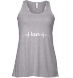 Womens Beer Heartbeat ECG Beer Drinker Gift V Neck T Shirt Racerback Tank