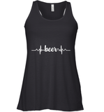 Womens Beer Heartbeat ECG Beer Drinker Gift V Neck T Shirt Racerback Tank