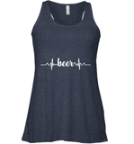 Womens Beer Heartbeat ECG Beer Drinker Gift V Neck T Shirt Racerback Tank
