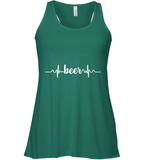 Womens Beer Heartbeat ECG Beer Drinker Gift V Neck T Shirt Racerback Tank
