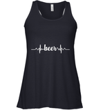 Womens Beer Heartbeat ECG Beer Drinker Gift V Neck T Shirt Racerback Tank