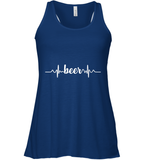 Womens Beer Heartbeat ECG Beer Drinker Gift V Neck T Shirt Racerback Tank