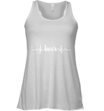 Womens Beer Heartbeat ECG Beer Drinker Gift V Neck T Shirt Racerback Tank