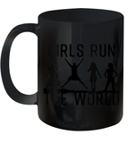 Womens Girls Run The World  International Women's Day Silhouette V Neck T Shirt Ceramic Mug 11oz