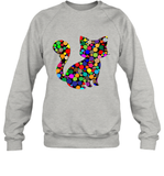 Womens Colourful Cat International dot day V Neck T Shirt Sweatshirt