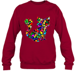 Womens Colourful Cat International dot day V Neck T Shirt Sweatshirt