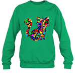 Womens Colourful Cat International dot day V Neck T Shirt Sweatshirt