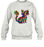 Womens Colourful Cat International dot day V Neck T Shirt Sweatshirt