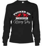 Womens Funny, International Kissing Day, Pucker UP it's V Neck T Shirt Long Sleeve T-Shirt