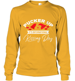 Womens Funny, International Kissing Day, Pucker UP it's V Neck T Shirt Long Sleeve T-Shirt