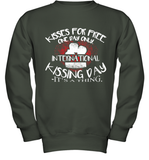 Womens Funny, International Kissing Day, Kisses for free. One day V Neck T Shirt Youth Sweatshirt
