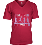 Womens Girls Run The World  International Women's Day Feminist V Neck T Shirt V-Neck T-Shirt