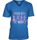 Womens Girls Run The World  International Women's Day Feminist V Neck T Shirt V-Neck T-Shirt