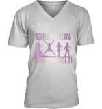 Womens Girls Run The World  International Women's Day Feminist V Neck T Shirt V-Neck T-Shirt