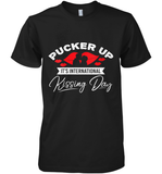 Womens Funny, International Kissing Day, Pucker UP it's V Neck T Shirt Premium Men's T-Shirt