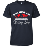 Womens Funny, International Kissing Day, Pucker UP it's V Neck T Shirt Premium Men's T-Shirt