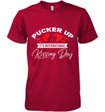 Womens Funny, International Kissing Day, Pucker UP it's V Neck T Shirt Premium Men's T-Shirt