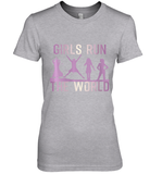 Womens Girls Run The World  International Women's Day Feminist V Neck T Shirt Premium Women's T-Shirt