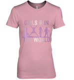 Womens Girls Run The World  International Women's Day Feminist V Neck T Shirt Premium Women's T-Shirt