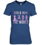 Womens Girls Run The World  International Women's Day Feminist V Neck T Shirt Premium Women's T-Shirt