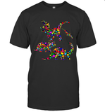 Womens Colourful Dinosaur International dot day V Neck T Shirt T-Shirt