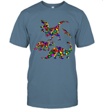 Womens Colourful Dinosaur International dot day V Neck T Shirt T-Shirt