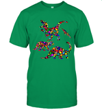 Womens Colourful Dinosaur International dot day V Neck T Shirt T-Shirt