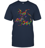 Womens Colourful Dinosaur International dot day V Neck T Shirt T-Shirt