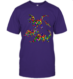Womens Colourful Dinosaur International dot day V Neck T Shirt T-Shirt