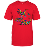 Womens Colourful Dinosaur International dot day V Neck T Shirt T-Shirt
