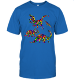 Womens Colourful Dinosaur International dot day V Neck T Shirt T-Shirt
