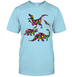 Womens Colourful Dinosaur International dot day V Neck T Shirt T-Shirt