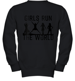 Womens Girls Run The World  International Women's Day Silhouette V Neck T Shirt Youth Sweatshirt