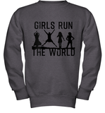 Womens Girls Run The World  International Women's Day Silhouette V Neck T Shirt Youth Sweatshirt