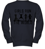 Womens Girls Run The World  International Women's Day Silhouette V Neck T Shirt Youth Sweatshirt