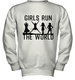 Womens Girls Run The World  International Women's Day Silhouette V Neck T Shirt Youth Sweatshirt