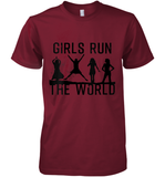 Womens Girls Run The World  International Women's Day Silhouette V Neck T Shirt Premium Men's T-Shirt