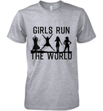 Womens Girls Run The World  International Women's Day Silhouette V Neck T Shirt Premium Men's T-Shirt