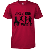 Womens Girls Run The World  International Women's Day Silhouette V Neck T Shirt Premium Men's T-Shirt