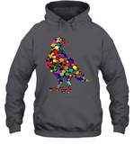 Womens Colourful Dove Bird International Dot day V Neck T Shirt Hoodie