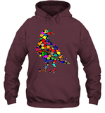 Womens Colourful Dove Bird International Dot day V Neck T Shirt Hoodie