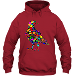 Womens Colourful Dove Bird International Dot day V Neck T Shirt Hoodie