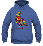 Womens Colourful Dove Bird International Dot day V Neck T Shirt Hoodie