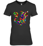 Womens Colourful Cat International dot day V Neck T Shirt Premium Women's T-Shirt